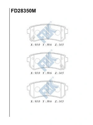 Kit de plaquettes de frein, frein à disque FBK FD28350M