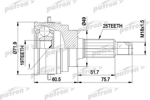 Jeu de joints, arbre de transmission PATRON PCV1365