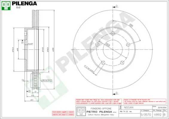 Disque de frein PILENGA V892