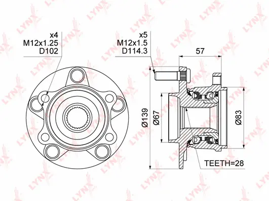 Kit de roulements de roue LYNXAUTO WH-1036