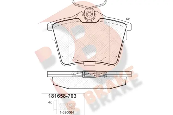 Kit de plaquettes de frein, frein à disque R BRAKE RB1658-703