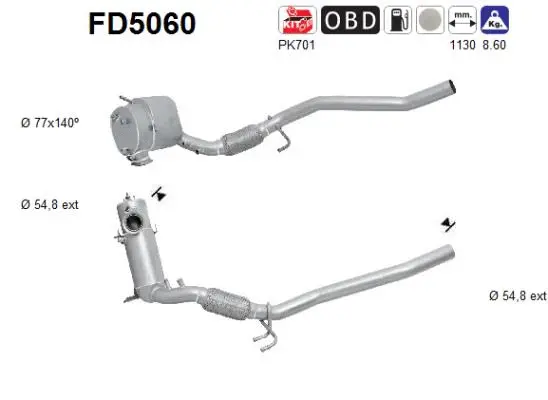 Filtre à particules / à suie, échappement AS FD5060