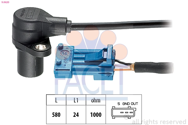 Capteur, vitesse de rotation du moteur FACET 9.0620