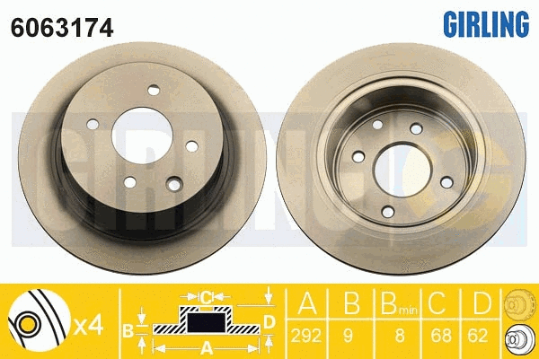 Disque de frein GIRLING 6063174