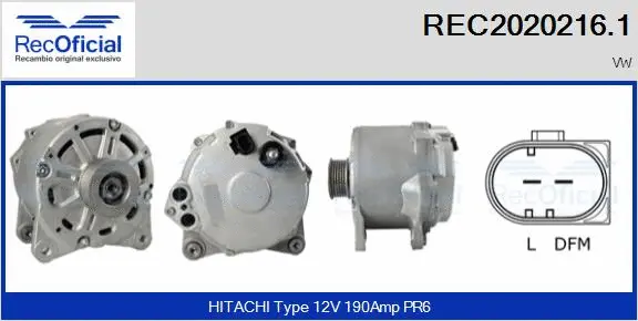 Alternateur RECOFICIAL REC2020216.1