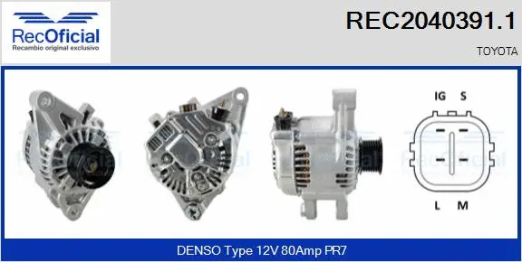 Alternateur RECOFICIAL REC2040391.1