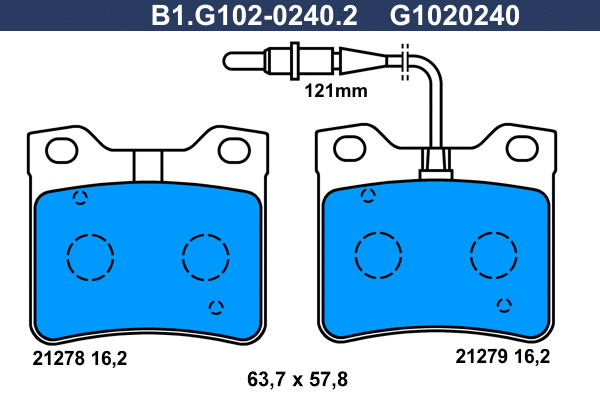 Kit de plaquettes de frein, frein à disque GALFER B1.G102-0240.2