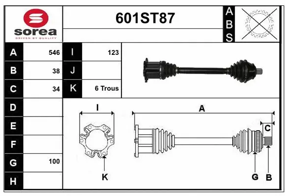 Arbre de transmission STARTCAR 601ST87