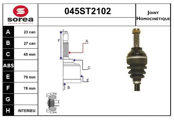 Jeu de joints, arbre de transmission STARTCAR 045ST2102