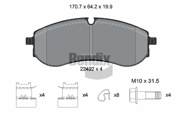 Kit de plaquettes de frein, frein à disque BENDIX Braking BPD2471