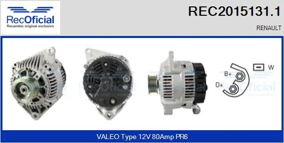 Alternateur RECOFICIAL REC2015131.1
