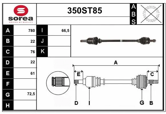 Arbre de transmission STARTCAR 350ST85