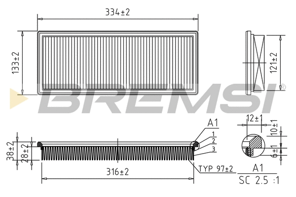Filtre à air BREMSI FA2031