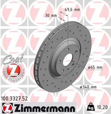Disque de frein ZIMMERMANN 100.3327.52