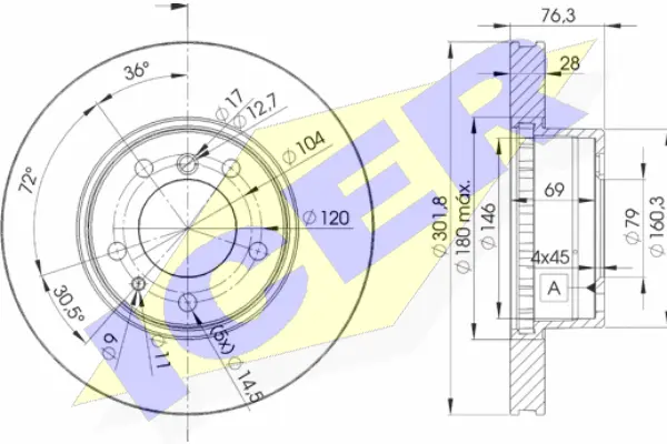 Disque de frein ICER 78BD2215-1