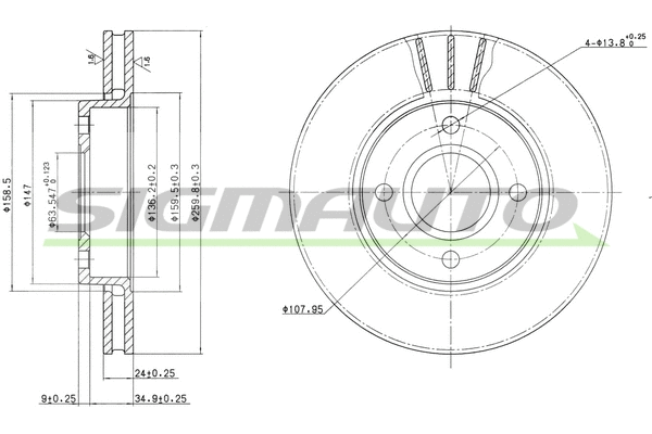 Disque de frein SIGMAUTO DBA423V