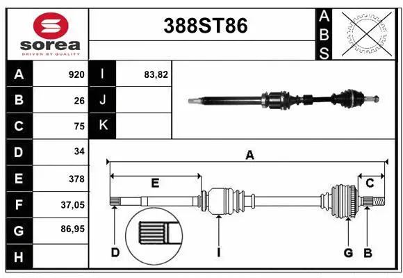 Arbre de transmission STARTCAR 388ST86