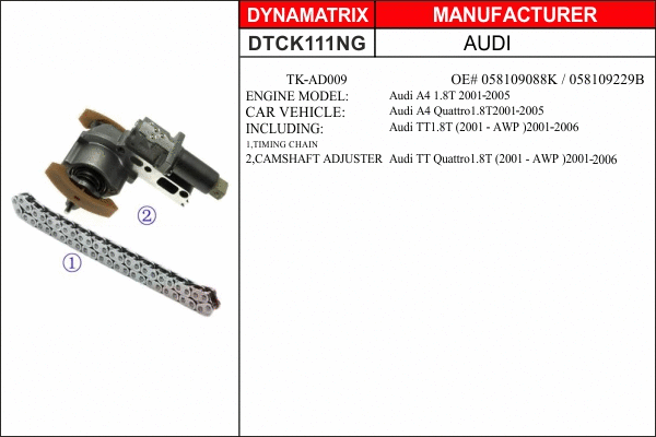 Kit de distribution par chaîne DYNAMATRIX DTCK111NG