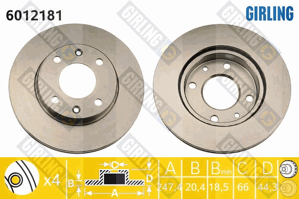 Disque de frein GIRLING 6012181