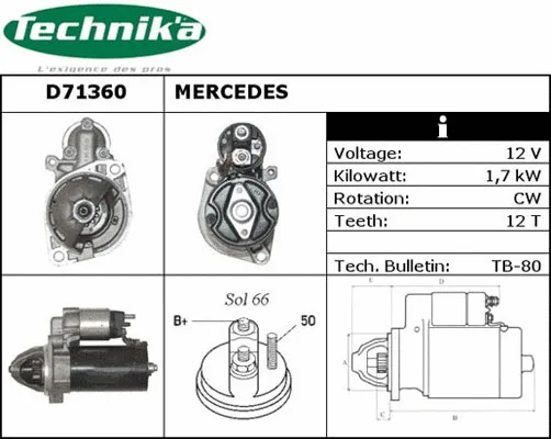 Démarreur Technika D71360