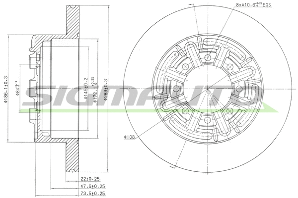 Disque de frein SIGMAUTO DBA858S