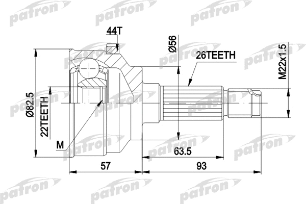 Jeu de joints, arbre de transmission PATRON PCV1398