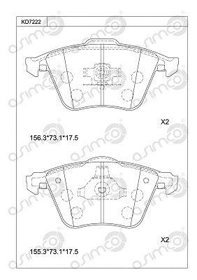 Kit de plaquettes de frein, frein à disque ASIMCO KD7222