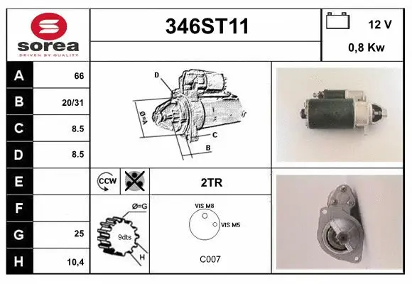 Démarreur STARTCAR 346ST11