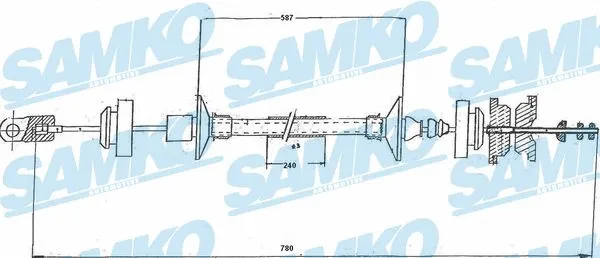 Tirette à câble, commande d'embrayage SAMKO C0166C