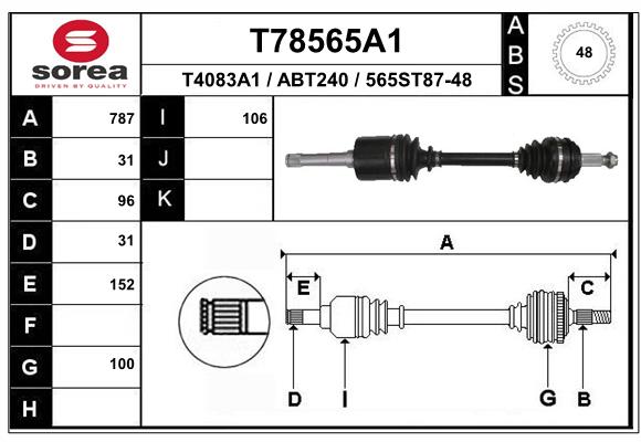 Arbre de transmission EAI T78565A1