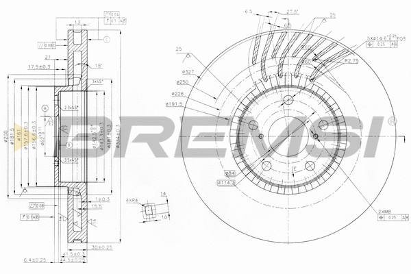 Disque de frein BREMSI CD7957VLS