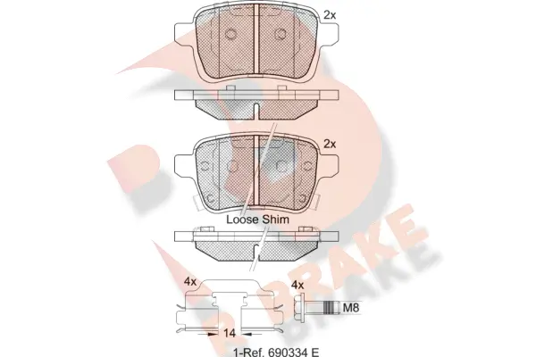 Kit de plaquettes de frein, frein à disque R BRAKE RB2170-203