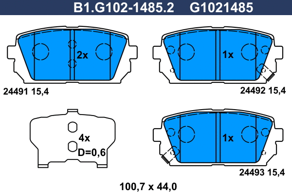 Kit de plaquettes de frein, frein à disque GALFER B1.G102-1485.2