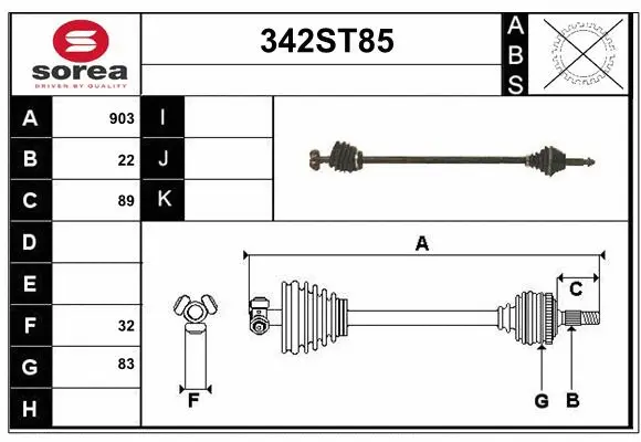 Arbre de transmission STARTCAR 342ST85