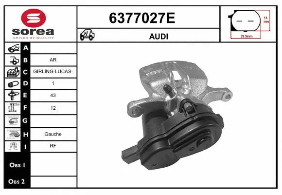 Étrier de frein STARTCAR 6377027E
