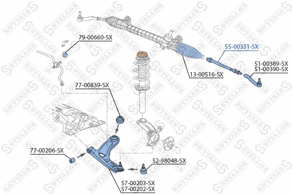 Rotule de direction intérieure, barre de connexion STELLOX 55-00331-SX