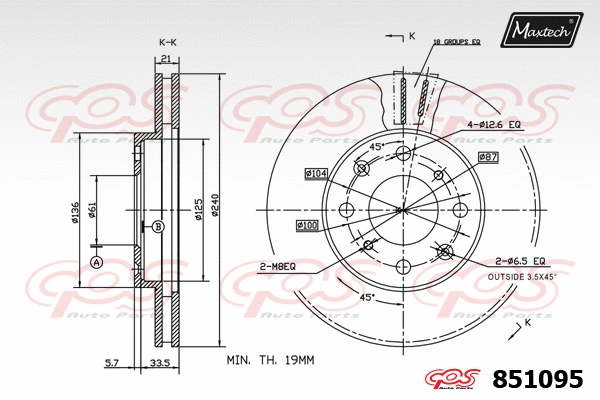 Disque de frein MAXTECH 851095