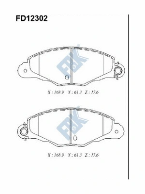 Kit de plaquettes de frein, frein à disque FBK FD12302
