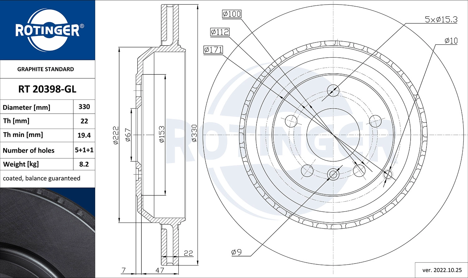 Disque de frein ROTINGER RT 20398-GL