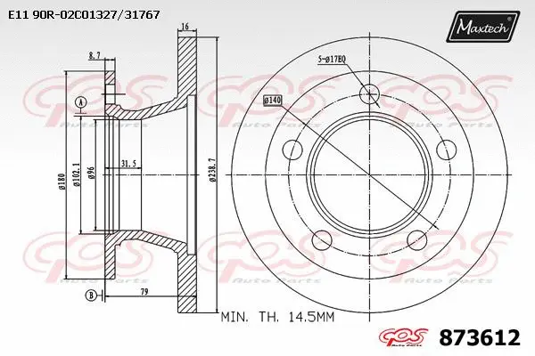 Disque de frein MAXTECH 873612