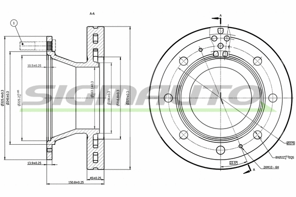 Disque de frein SIGMAUTO DB0308V