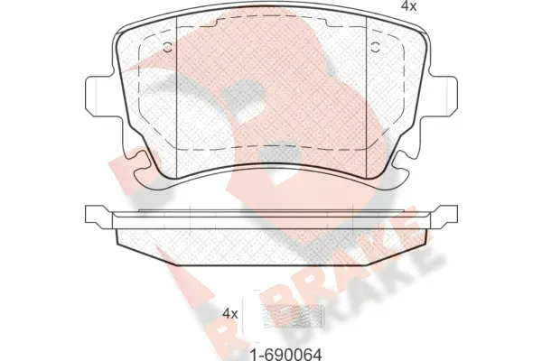 Kit de plaquettes de frein, frein à disque R BRAKE RB1674-204