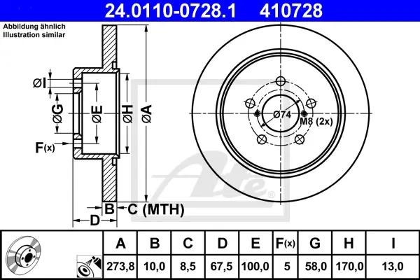 Disque de frein ATE-APAC 24.0110-0728.1