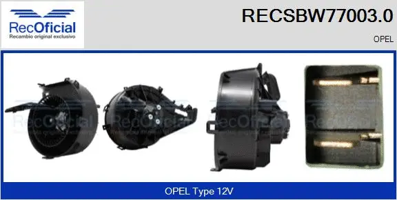 Pulseur d'air habitacle RECOFICIAL RECSBW77003.0
