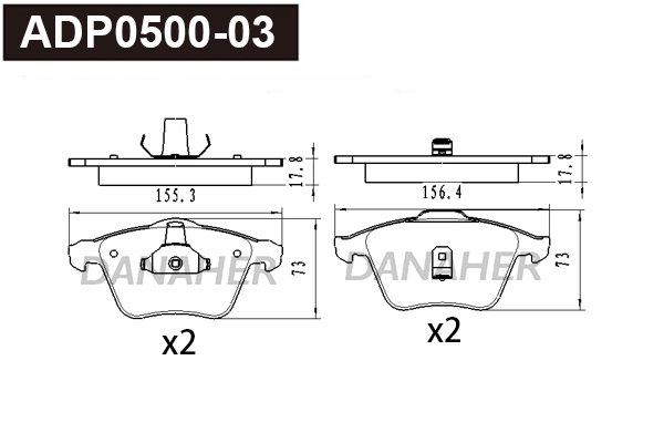 Kit de plaquettes de frein, frein à disque DANAHER ADP0500-03