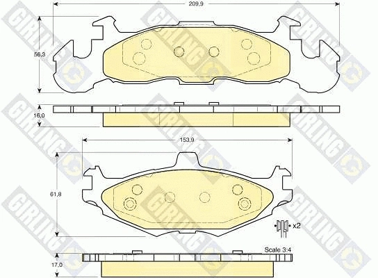 Kit de plaquettes de frein, frein à disque GIRLING 6140035