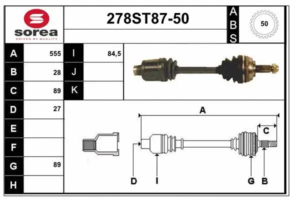 Arbre de transmission STARTCAR 278ST87-50