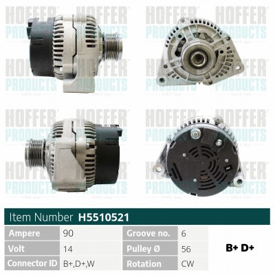 Alternateur HOFFER H5510521