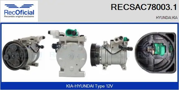 Compresseur, climatisation RECOFICIAL RECSAC78003.1