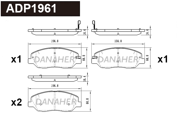 Kit de plaquettes de frein, frein à disque DANAHER ADP1961